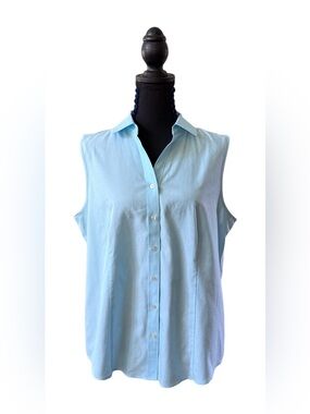 Talbots Light Blue Sleeveless Button-Front Blouse
